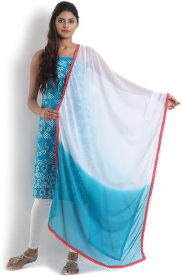 

Kasturi-B Swadeshi Karigari Cotton Embroidered Salwar Suit Dupatta Material(Un-stitched), Blue;white