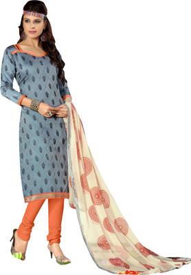 

Trendz Apparels Chanderi Embroidered Salwar Suit Dupatta Material(Un-stitched), Grey