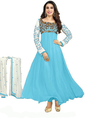 

Parampara Fashion Georgette Embroidered Semi-stitched Salwar Suit Dupatta Material, Light blue