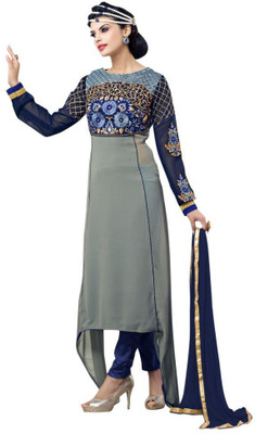

Diva Divine Georgette Embroidered Semi-stitched Salwar Suit Dupatta Material, Grey