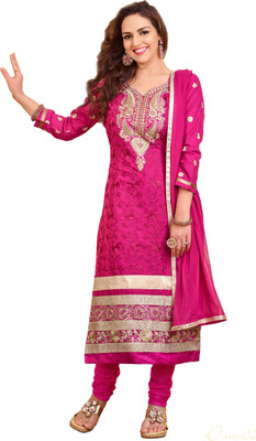 

Vardhman Synthetics Cotton Embroidered Dress/Top Material(Un-stitched), Pink