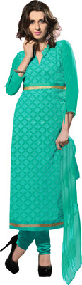 

Khushali Georgette Self Design, Embroidered Salwar Suit Dupatta Material(Un-stitched), Rama green