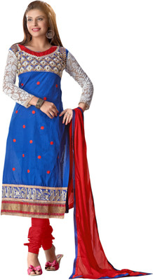 

Trendz Apparels Crepe Embroidered Salwar Suit Dupatta Material(Un-stitched), Blue