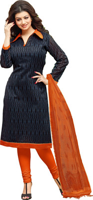 

Khushali Chanderi Self Design Salwar Suit Dupatta Material(Un-stitched), Grey;orange