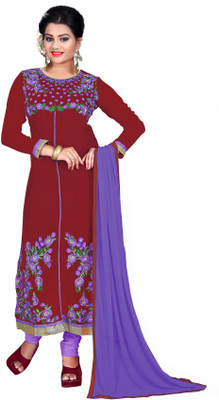 

Jiya Georgette Self Design, Embroidered Salwar Suit Dupatta Material(Un-stitched), Maroon;purple