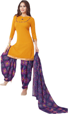 

Pshopee Synthetic Printed Salwar Suit Dupatta Material(Un-stitched), Mustard