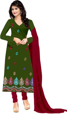 

Jiya Crepe Self Design, Embroidered Salwar Suit Dupatta Material(Un-stitched), Light green;yellow