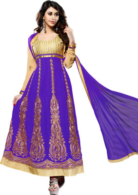 

Jiya Georgette Self Design, Embroidered Salwar Suit Dupatta Material(Un-stitched), Beige;purple