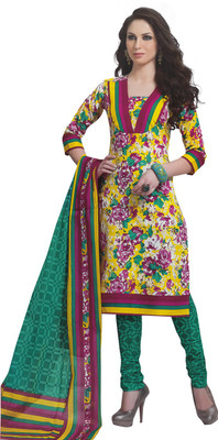 

Giftsnfriends Cotton Printed Salwar Suit Dupatta Material(Un-stitched), Yellow