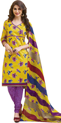 

Party Wear Dresses Cotton Printed Salwar Suit Dupatta Material(Un-stitched), Yellow
