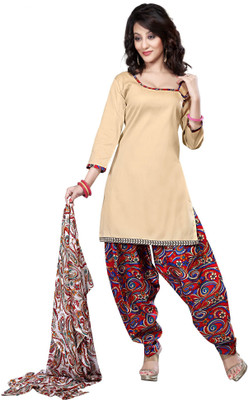 

Trendz Apparels Cotton Floral Print Dress/Top Material(Un-stitched), Beige