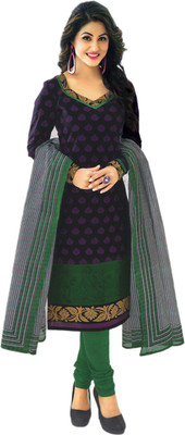 

Javuli Cotton Printed Salwar Suit Material(Un-stitched), Black