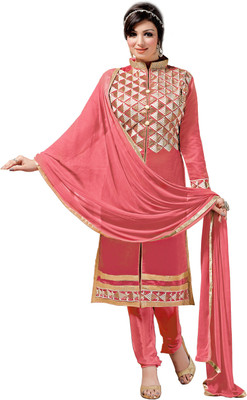 

Jiya Chanderi Self Design, Embroidered Salwar Suit Dupatta Material(Un-stitched), Pink