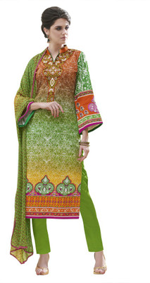 

Kvsfab Cotton Printed Salwar Suit Material(Un-stitched), Green