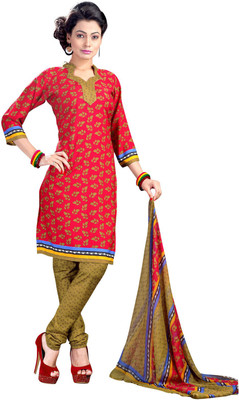 

Parishi Fashion Crepe Embroidered Dress/Top Material(Un-stitched), Multi color