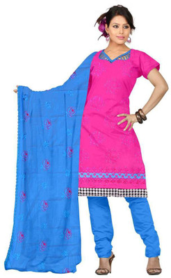 

Shree Vardhman Cotton Embroidered Salwar Suit Dupatta Material(Un-stitched), Rani