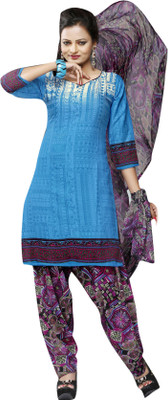 

Trendz Apparels Crepe Printed Salwar Suit Dupatta Material(Un-stitched), Light blue