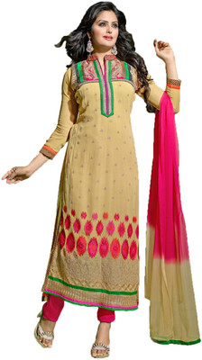 

Party Wear Dresses Georgette Embroidered Semi-stitched Salwar Suit Dupatta Material, Multicolor