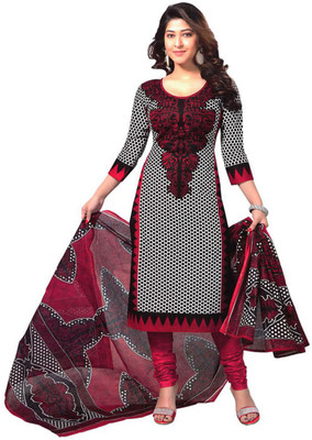 

Javuli Cotton Polka Print Dress/Top Material(Un-stitched), Red