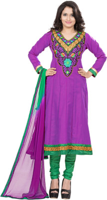 

Jiya Cotton Self Design Salwar Suit Dupatta Material(Un-stitched), Green;purple