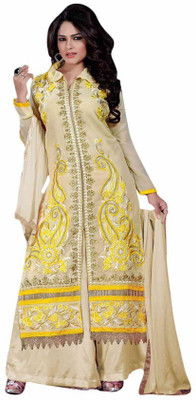 

Trendz Apparels Georgette Embroidered Salwar Suit Dupatta Material(Un-stitched), Gold