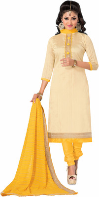 

Khushali Silk Self Design, Embroidered Salwar Suit Dupatta Material(Un-stitched), Beige;yellow