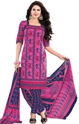 

Javuli Cotton Printed Dress/Top Material(Un-stitched), Blue;pink