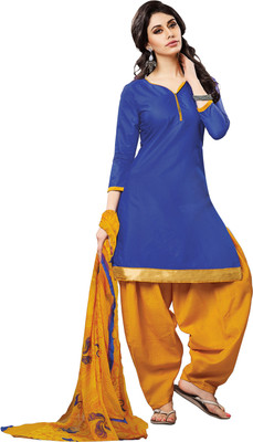 

Khushali Cotton Self Design Salwar Suit Dupatta Material(Un-stitched), Blue;yellow