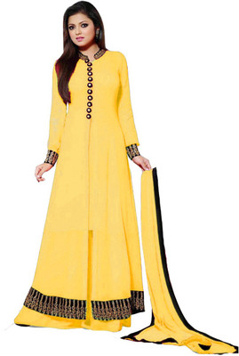 

SItaram Georgette Embroidered Semi-stitched Lehenga Kurta Material, Yellow