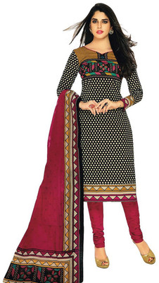 

Javuli Cotton Printed Dress/Top Material(Un-stitched), Black
