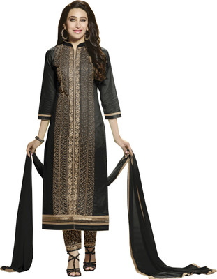 

Jiya Cotton Self Design, Embroidered Salwar Suit Dupatta Material(Un-stitched), Black
