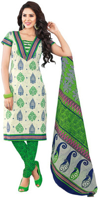 

Javuli Cotton Printed Salwar Suit Dupatta Material(Un-stitched), Green
