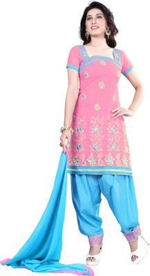 

Vardhman Synthetics Chanderi Embroidered Dress/Top Material(Un-stitched), Pink