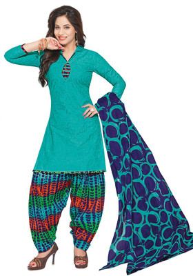 

PShopee Cotton Printed Dress/Top Material(Un-stitched), Green