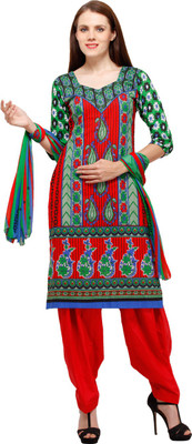 

PinkShink Cotton Printed Salwar Suit Dupatta Material(Un-stitched), Red