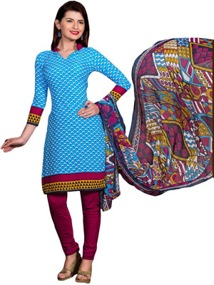 

Raagvi Crepe Printed Salwar Suit Dupatta Material(Un-stitched), Blue