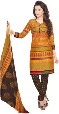 

Jaipur Kurti Cotton Printed Salwar Suit Dupatta Material(Un-stitched), Black;yellow