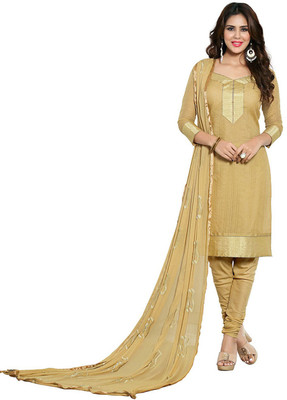 

V And V Shop Chanderi Printed Salwar Suit Dupatta Material(Un-stitched), Cream;white