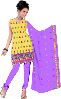 

Vardhman Synthetics Cotton Embroidered Dress/Top Material(Un-stitched), Yellow