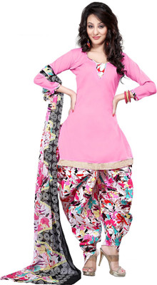 

Trendz Apparels Cotton Floral Print Dress/Top Material(Un-stitched), Pink