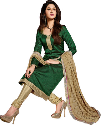 

Jiya Silk Self Design Salwar Suit Dupatta Material(Un-stitched), Beige;dark green