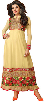 

Indian Wear Online Georgette Embroidered Semi-stitched Salwar Suit Dupatta Material, Beige