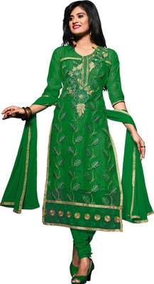 Khushali Net Self Design, Embroidered, Embellished Salwar Suit Dupatta Material(Un-stitched), Green