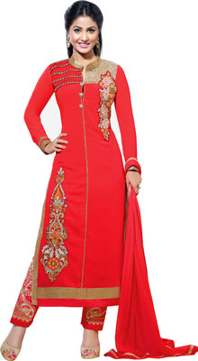 

Jiya Georgette Self Design, Embroidered, Embellished Salwar Suit Dupatta Material(Un-stitched), Multicolor;pink