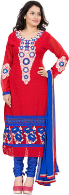 

Khushali Georgette Embroidered Salwar Suit Dupatta Material(Un-stitched), Red