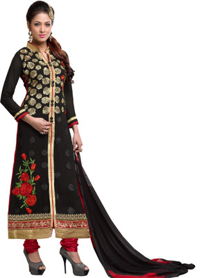 

Jiya Georgette Self Design, Embroidered, Embellished Salwar Suit Dupatta Material(Un-stitched), Black;red