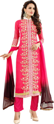 

Jiya Georgette Self Design, Embroidered Salwar Suit Dupatta Material(Un-stitched), Brown;pink