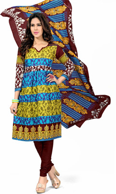 

Deepmala Cotton Printed Salwar Suit Dupatta Material(Un-stitched), Multicolor