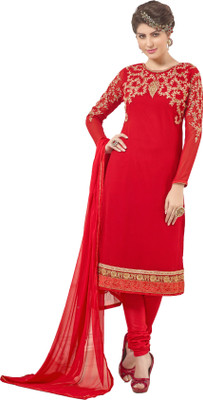 

Jiya Georgette Self Design, Embroidered Salwar Suit Dupatta Material(Un-stitched), Red