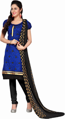 

Trendz Apparels Chanderi Embroidered Dress/Top Material(Un-stitched), Blue